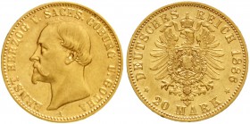 Sachsen/-Coburg-Gotha
Ernst II., 1844-1893
20 Mark 1886 A. vorzüglich, kl. Kratzer
