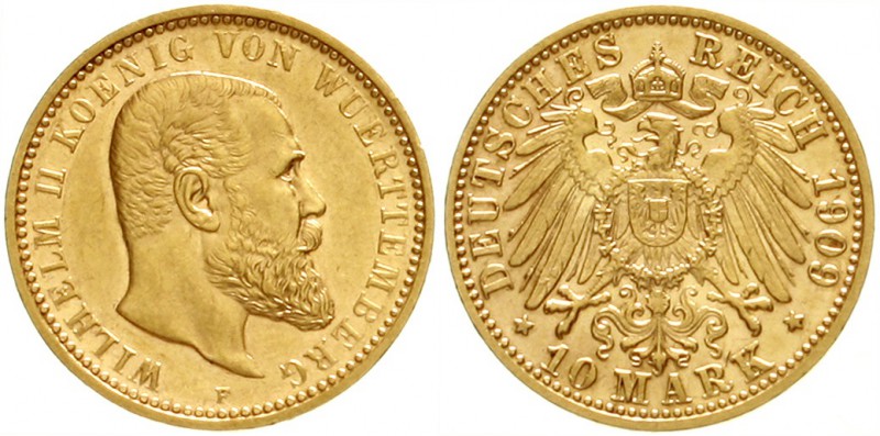 Württemberg
Wilhelm II., 1891-1918
10 Mark 1909 F. gutes vorzüglich
