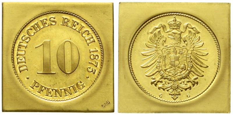 Reichskleinmünzen
Klippenförmige Goldprägung Motiv des 10 Pfennig 1873 G, jedoc...
