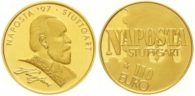 Euro
Euro-Vorläufer
110 Euro 1997. NAPOSTA Stuttgart/Stephan. 4.65 g. 333/1000. In Kapsel.
Polierte Platte