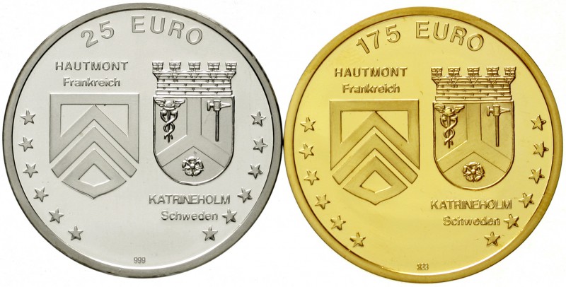 Euro
Euro-Vorläufer
Halver, Euro-Wochen, 2 Stück: 175 Euro Gold 1998, 15 g. 33...