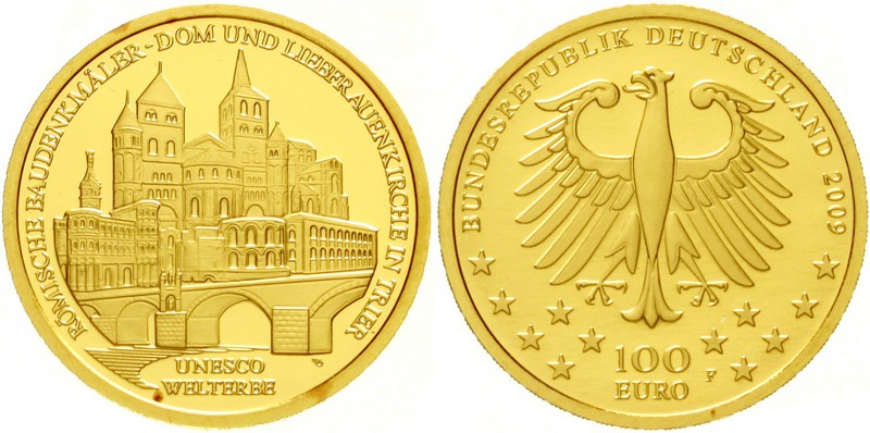 Euro
Gedenkmünzen, ab 2002
100 Euro 2009 F, Trier. 1/2 Unze Feingold. In Origi...