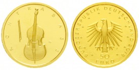 Euro
Gedenkmünzen, ab 2002
50 Euro 2018 J, Kontrabass. 1/4 Unze Feingold. In Originalschatulle mit Zertifikat.
Stempelglanz