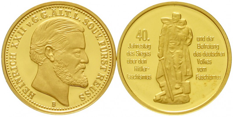 2 gekennzeichnete Nachprägungen, gefertigt 2003, von deutschen Goldmünzen in kle...