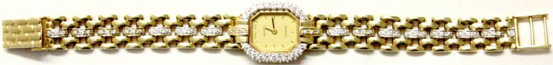 Armbanduhren
Damenarmbanduhr GENEVE Quartz mit Armband Gelbgold 585, Lunette un...