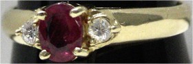 Fingerringe
Damenring Gelbgold 585 mit rotem Turmalin und 2 kleinen Brillanten. Ringgröße 17. 2,58 g