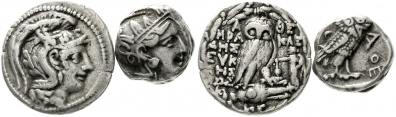 Attika
Athen
2 Stück: Tetradrachme 300/262 v. Chr. und Tetradrachme "neuen Sti...