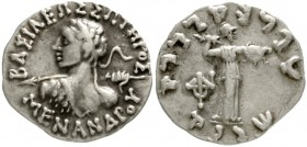 Baktria
Königreich
Drachme 160/145 v. Chr. Unbekleidetes Brb. mit Speer von hinten gesehen n.l. gewandt/Pallas Athene steht l.
sehr schön/vorzüglic...