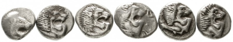Ionia
Milet
6 X 1/12 Stater 525/484 v. Chr. Diverse Varianten. SNG Kayhan 476....