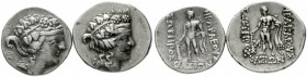 Thrakia
Thasos (Insel vor Thrakien)
2 X Tetradrachme 2. Jh. v. Chr. Dionysoskopf mit Weinkranz n.r./Herakles mit Keule und Löwenfell steht n.l.
seh...