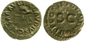 Kaiserzeit
Claudius 41-54
Quadrans 41 Hand hält Waage/Schrift um SC.
sehr schön