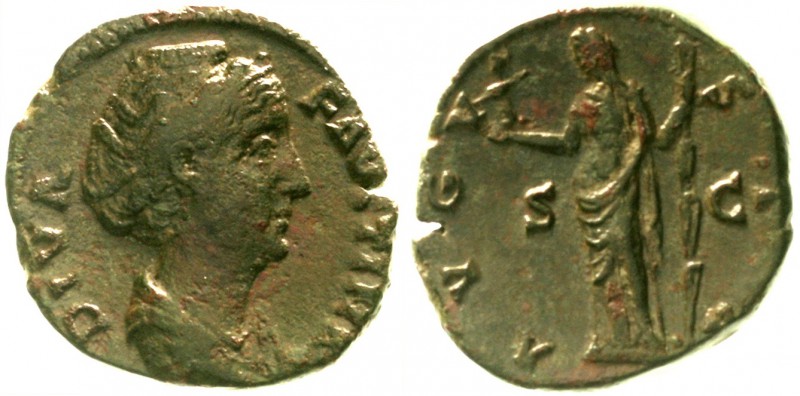 Kaiserzeit
Faustina senior, Gattin des Antoninus Pius, gest. 141
As, posthum 1...