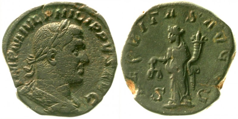 Kaiserzeit
Philippus I. Arabs, 244-249
Sesterz 244/249. Drap., belorb. Büste n...
