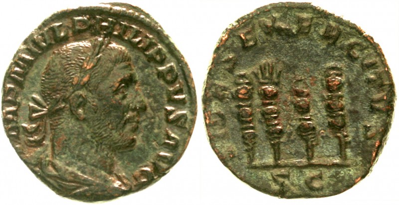 Kaiserzeit
Philippus I. Arabs, 244-249
Sesterz 244/249 Drap., belorb. Büste n....