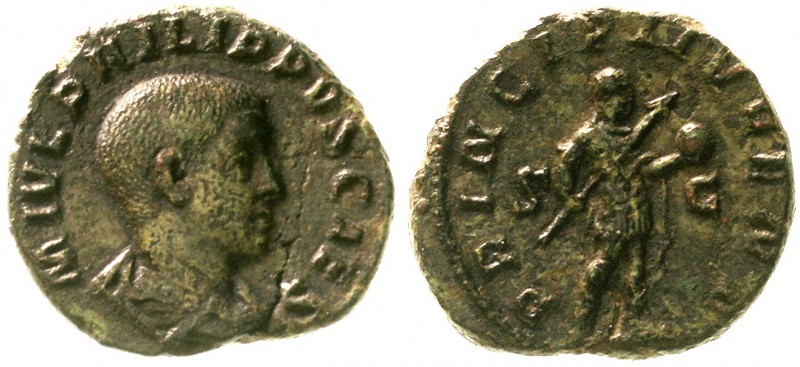 Kaiserzeit
Philippus II. Filius, 244-249
As, als Caesar 244/247. Drap. Brb. r....