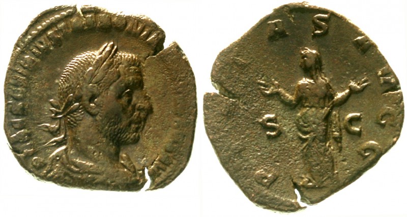 Kaiserzeit
Trebonianus Gallus, 251-253
Sesterz 251/253. Bel., drap. Brb. r./PI...