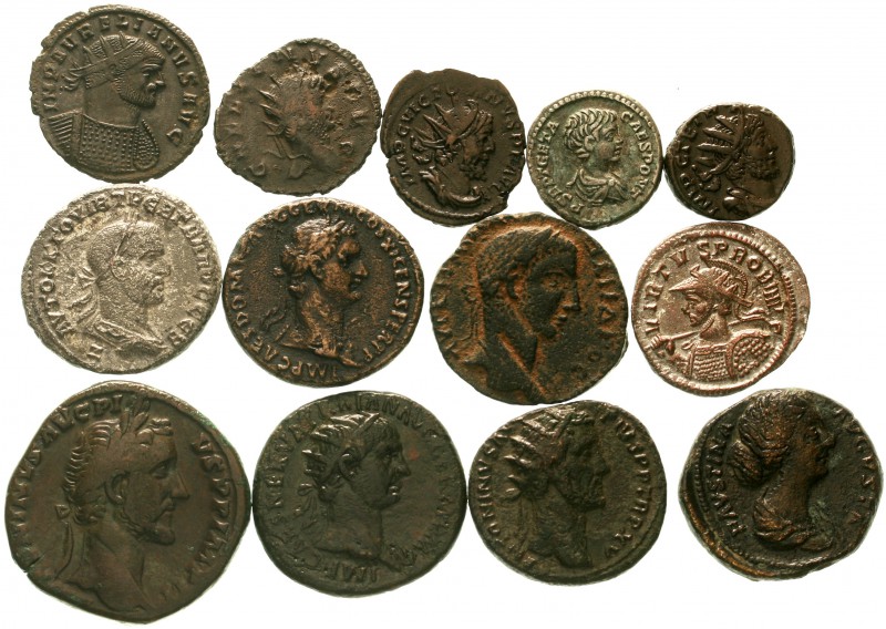 Römer
Kaiserzeit
Kl. Sammlung von 13 Münzen: Domitian As, Trajan Dupondius, An...
