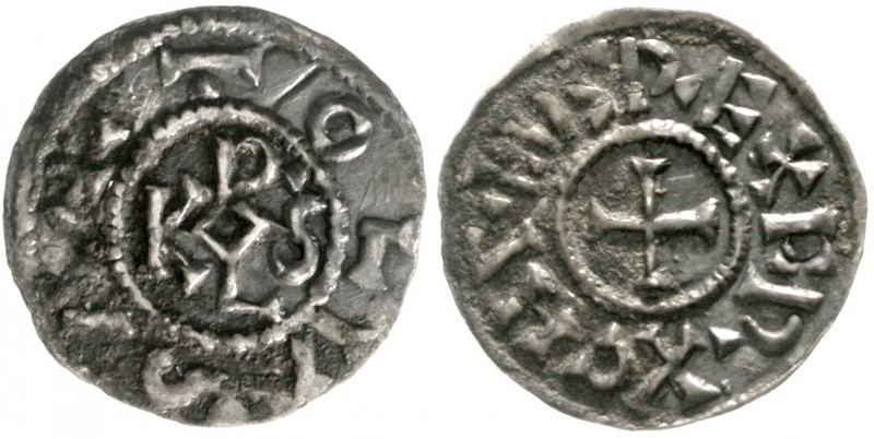 Karl der Große, 786-814
Pfennig o.J. Toulouse. +TOLVSA (liegendes S). Karolus-M...