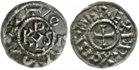 Karl der Große, 786-814
Pfennig o.J. Toulouse. +TOLVSA (liegendes S). Karolus-Monogramm/+CARLVS REX FR. Kreuz.
sehr schön, etwas Belag, sehr selten...
