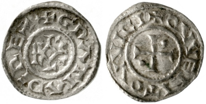 Karl der Kahle, 840-877
Pfennig o.J. Pas-de-Calais. +GRATIA D - I REX. Karolus-...