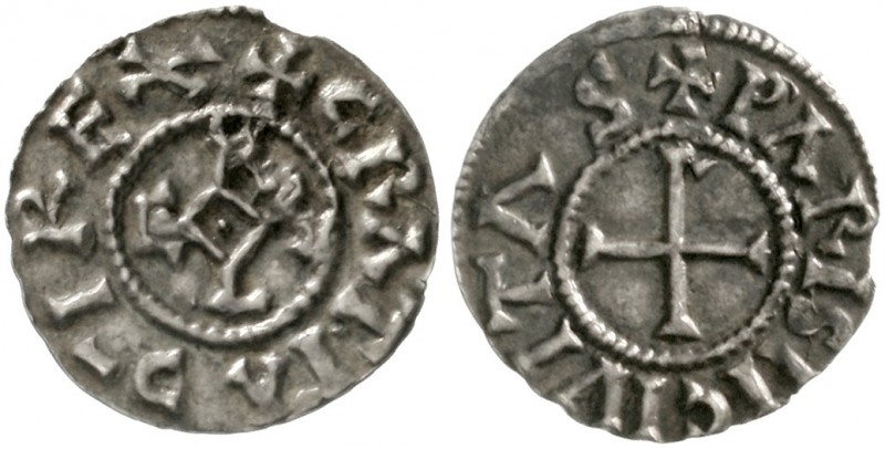 Karl der Kahle, 840-877
Pfennig o.J., Paris. +GRATIA D - I REX. Karolus-Monogra...