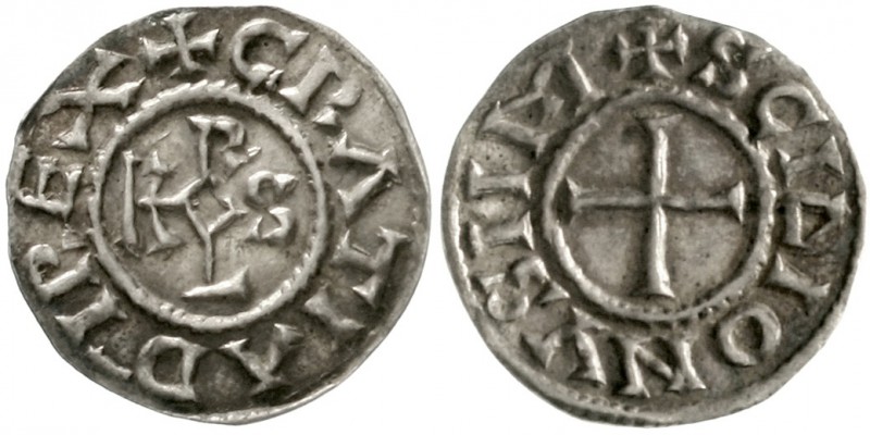 Karl der Kahle, 840-877
Pfennig o.J. St. Denis. +GRATIA D - I REX. Karolus-Mono...