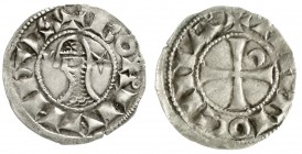 Antiochia
Boemund III., 1163-1201
Denar o.J. Behelmte Büste l., im Feld Halbmond und Stern/Kreuz, in einem Winkel Halbmond.
sehr schön/vorzüglich...