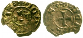 Jerusalem
Isabella II. 1212-1228 oder Konrad II. 1228-1254
Denar o.J. Jaffa. + DENARIUS, Kreuz im Linienkreis. / + IOPPENSIS, Toranlage im Linienkre...