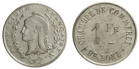 Algerien
Bone, Chamber of Commerce
Franc o.J. (1915). Cu/Ni.
vorzüglich/Stempelglanz, selten
