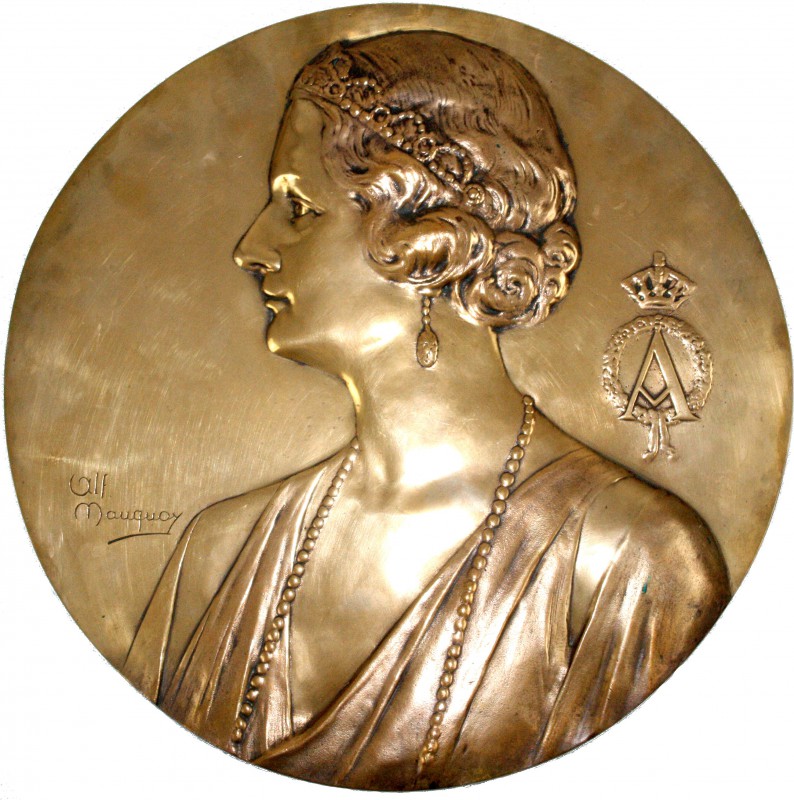 Belgien
Leopold III., 1934-1950
Große runde Bronzeplakette o.J.(1935) von Alph...