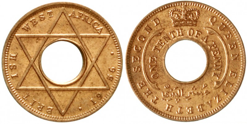 Britisch Westafrika
Elisabeth II. seit 1952
1/10 Penny 1956. fast Stempelglanz...