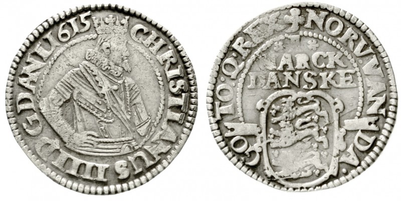 Dänemark
Christian IV., 1588-1648
1 Mark Danske 1615. sehr schön