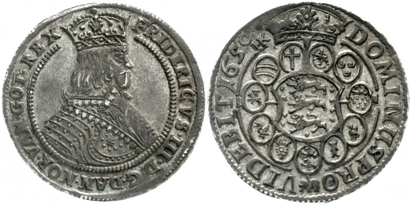Dänemark
Frederik III., 1648-1670
Speciedaler 1650 HK, Kopenhagen. Wahlspruch ...