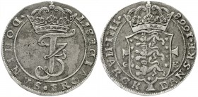 Dänemark
Frederik III., 1648-1670
4 Mark/1 Krone 1668 GK. Jahreszahl in der Umschrift.
sehr schön