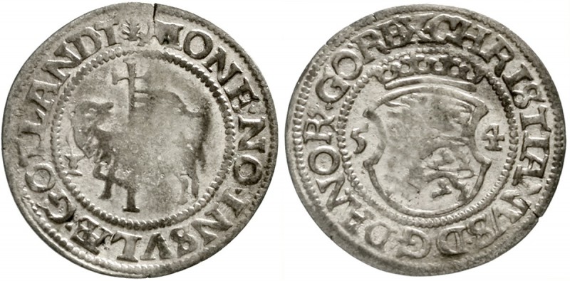 Dänemark-Gotland
Christian III., 1534-1559
Sosling 1554. sehr schön, Prägeschw...