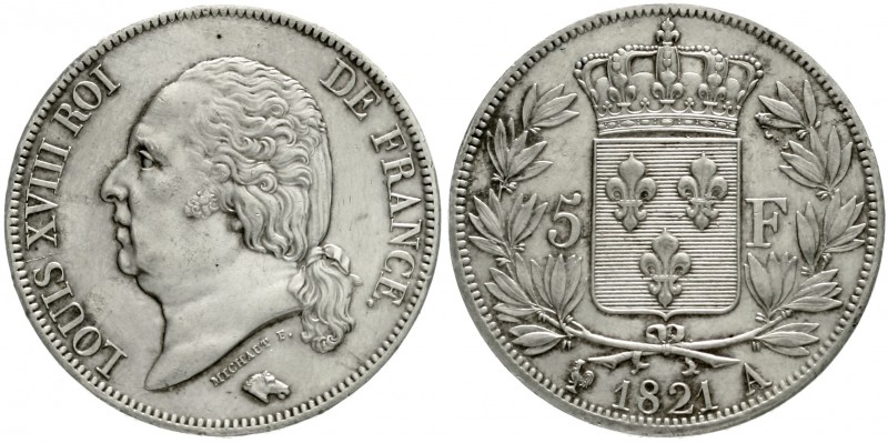 Frankreich
Ludwig XVIII., 1814, 1815-1824
5 Francs 1821 A Paris.
vorzüglich, ...