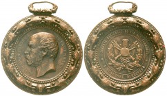 Frankreich
Dritte Republik, 1870-1940
Tragbare Bronzemedaille o.J. (1873/1879), von Tasset. Präsident Mac-Mahon und die nationale Schützengesellscha...