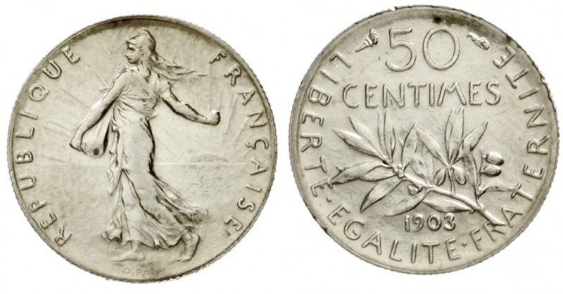 Frankreich
Dritte Republik, 1870-1940
50 Centimes 1903. gutes vorzüglich, selt...