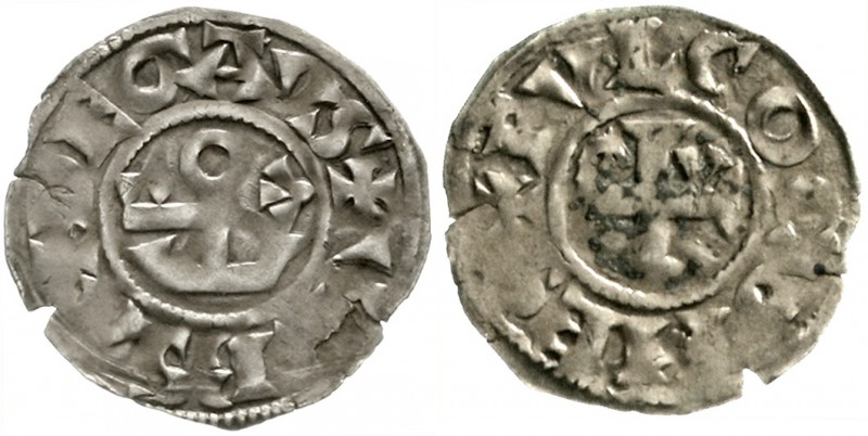 Frankreich-Anjou, Grafschaft
Fulques, 987-1040
Denar o.J. Monogramm/Kreuz.
se...
