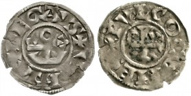 Frankreich-Anjou, Grafschaft
Fulques, 987-1040
Denar o.J. Monogramm/Kreuz.
sehr schön, kl. Schrötlingsfehler am Rand