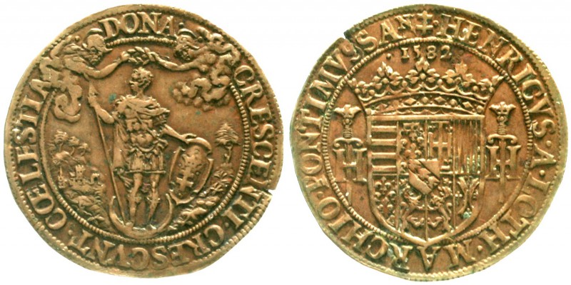 Frankreich-Lothringen
Henri II., 1608-1624
Kupfer Rechenpfennig 1582 auf seine...