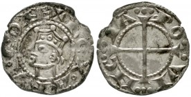 Frankreich-Provence
Alfonso von Aragon 1167-1196
Denier o.J. Gekrönter Kopf l./Kreuz.
sehr schön/vorzüglich, Randfehler