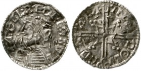 Großbritannien
Aethelred II., 978-1016
Penny 1003/1009 London, Münzmeister Lyfincm. Helmet type.
sehr schön, gewellt, Peckmarks