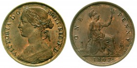 Großbritannien
Victoria, 1837-1901
Penny 1862. fast Stempelglanz, schöne Kupfertönung
