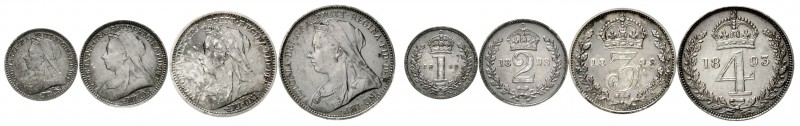 Großbritannien
Victoria, 1837-1901
Maundyset: 1, 2, 3 und 4 Pence 1893. Polier...