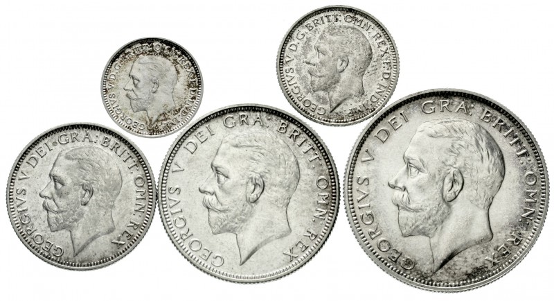 Großbritannien
George V., 1910-1936
5 Münzen: Halfcrown, Florin, Shilling, Six...