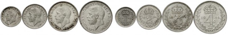 Großbritannien
George V., 1910-1936
Maundy-Set: 1, 2, 3 und 4 Pence 1934. Im A...