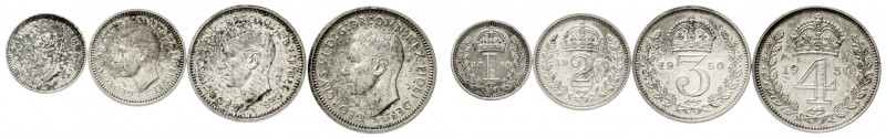 Großbritannien
George VI., 1937-1952
Maundy Set: 1, 2, 3 und 4 Pence 1950. Pol...