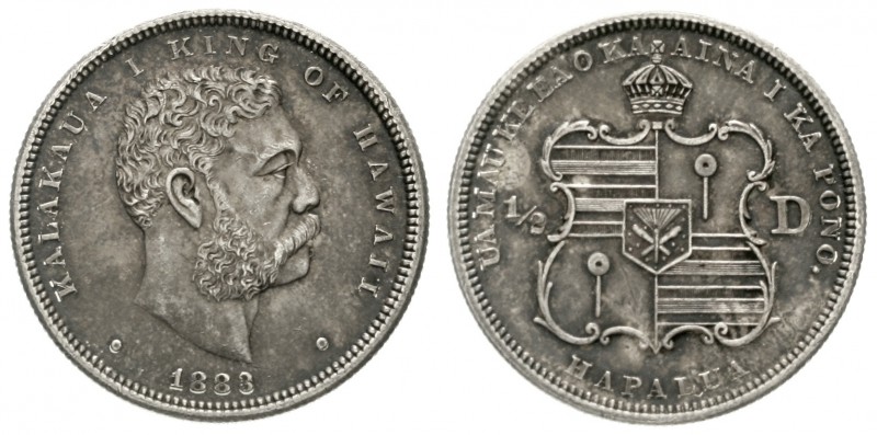 Hawaii
Kalakaua I., 1874-1891
1/2 Dollar (Hapalua) 1883. vorzüglich/Stempelgla...