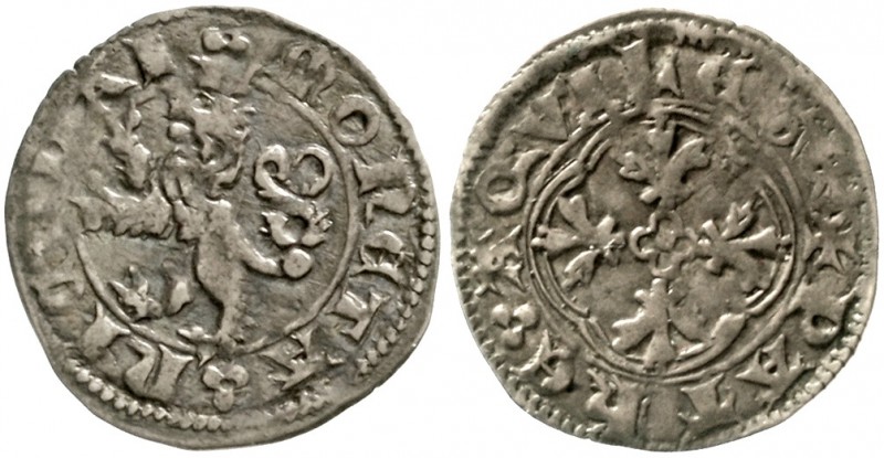 Italien-Aquilea, Patriarchat
Nikolaus von Böhmen, 1350-1358
Denaro o.J. Löwe/K...
